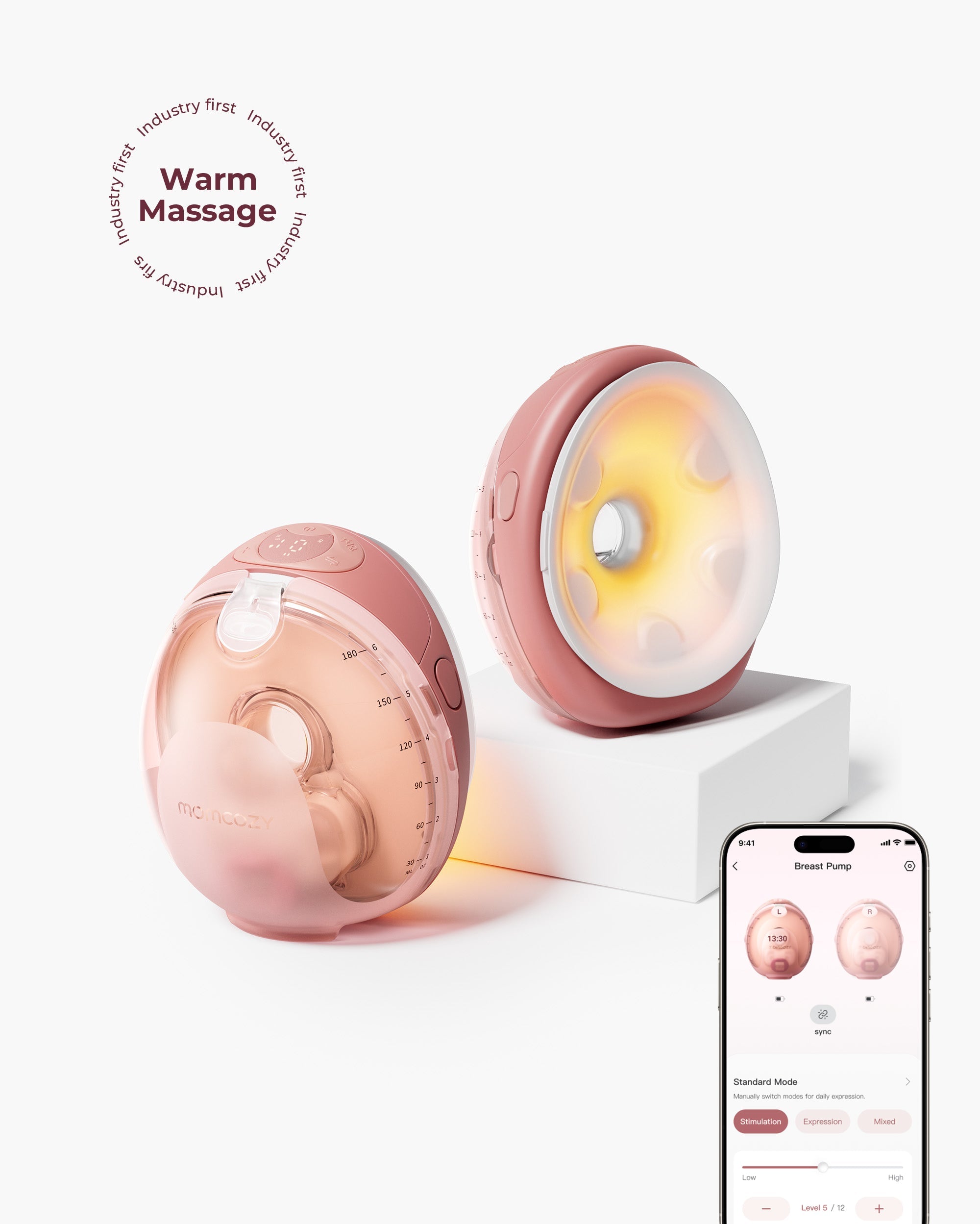 Momcozy W1 Warm-Massage Breast Pump | Wearable, Heated & Cordless