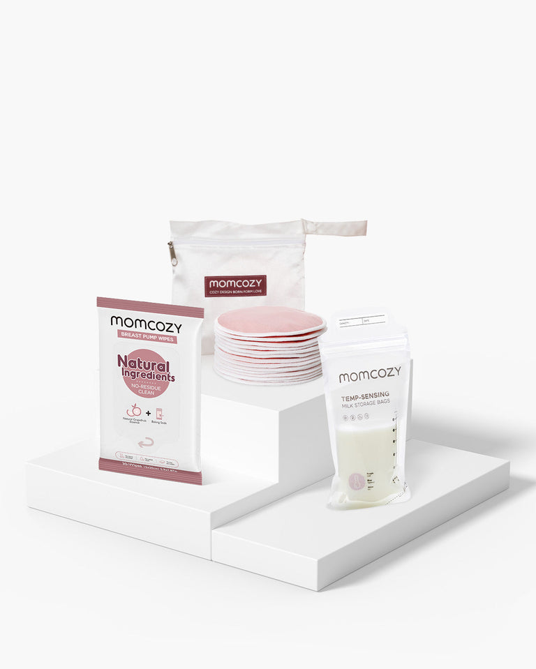Translation missing: en.Pumping Essentials Bundle: Breast Pump Wipes, Reusable Breast Pads &amp; Milk Storage Bags