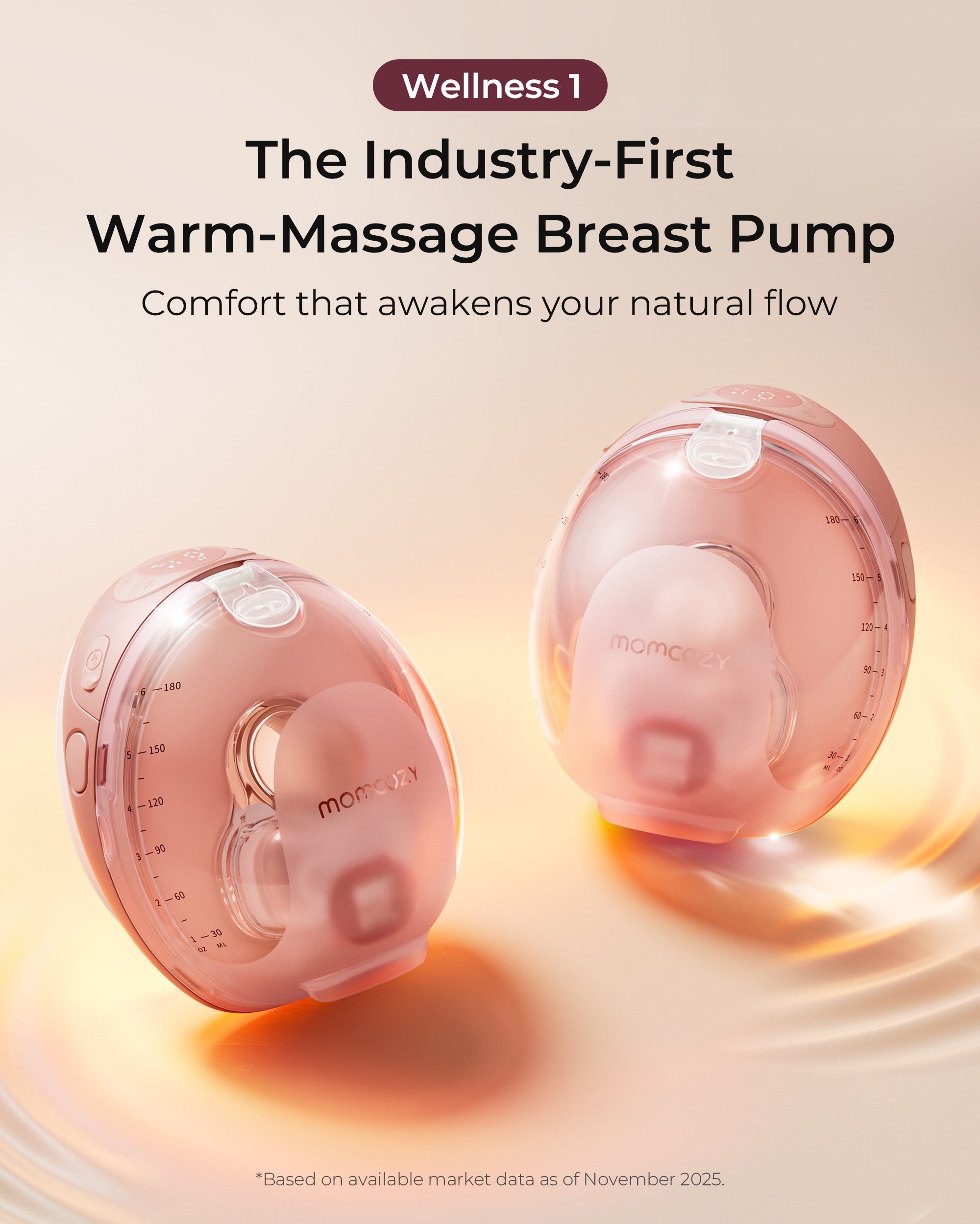 Momcozy W1 Warm-Massage Breast Pump | Wearable, Heated & Cordless